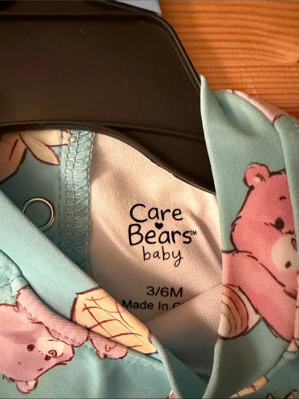 Kids Care Bears Long Sleeve One-Piece Swimsuit in Light Blue with Pineapple Prin